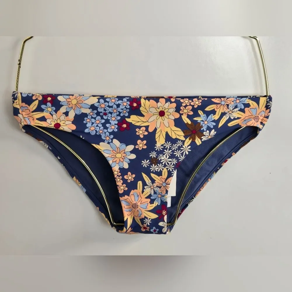Roxy Beach Classics Hipster Bikini Bottoms Sz XS Bijou Blue New Tropic F…